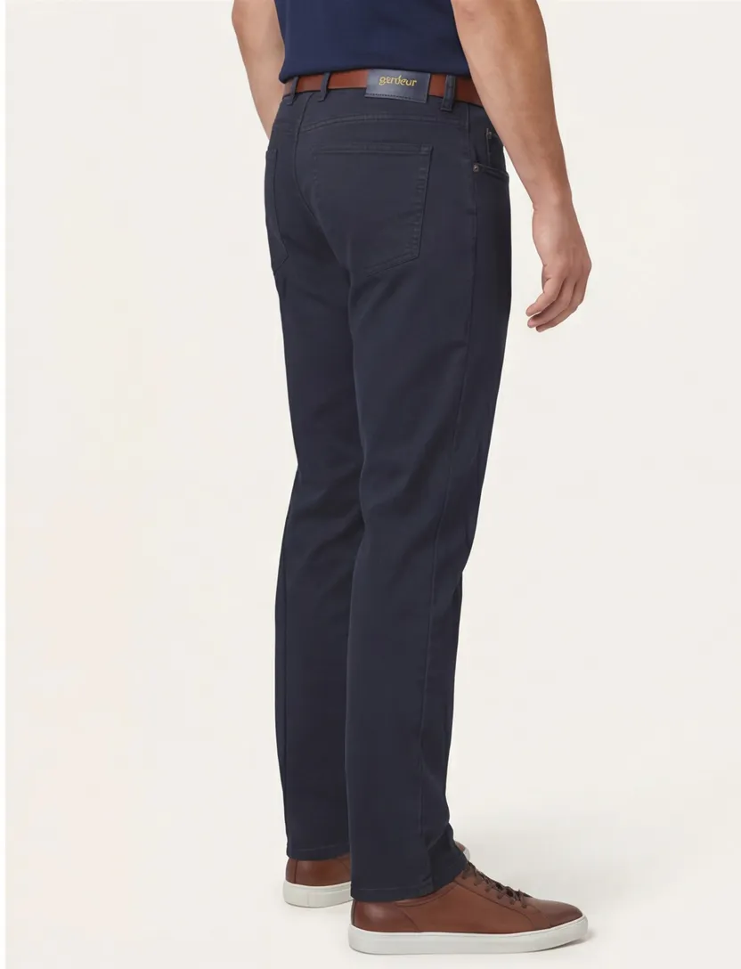 katoenen Gardeur normale fit Bill pantalon effen donkerblauw