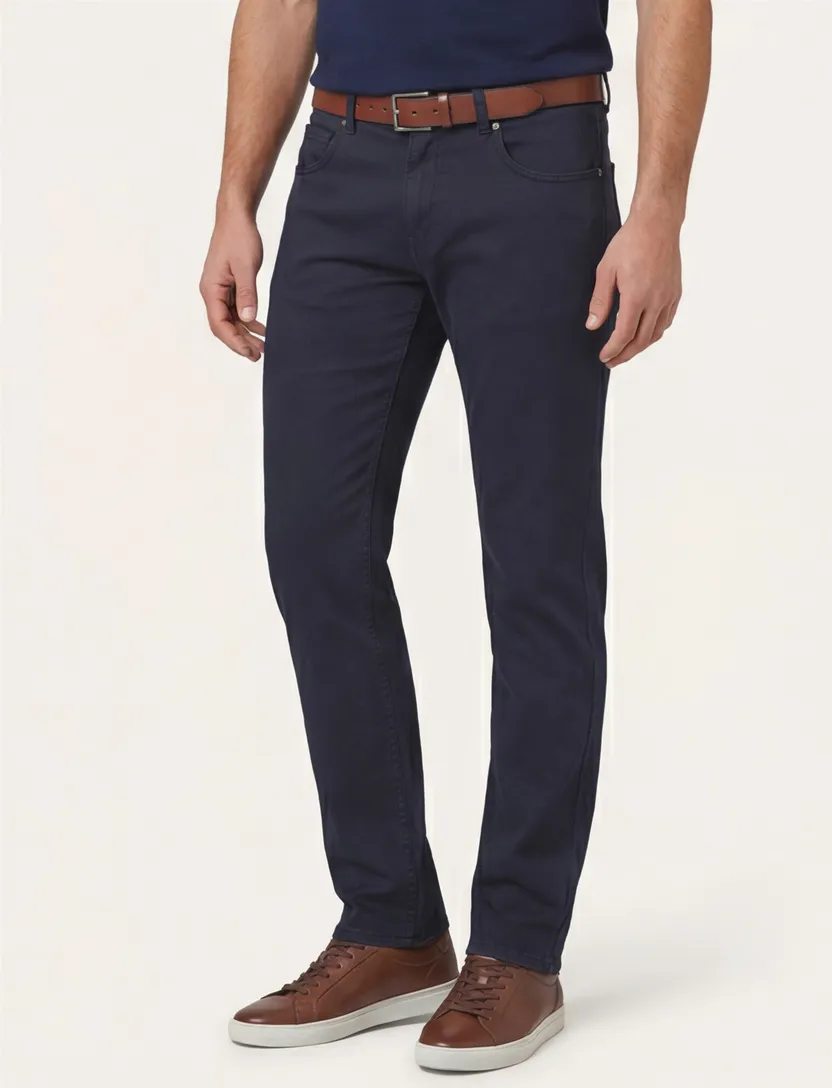 katoenen Gardeur normale fit Bill pantalon effen donkerblauw