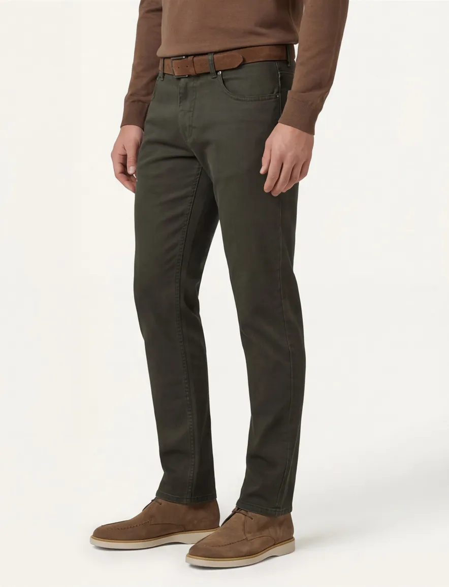 Gardeur Pantalon 5-p groen katoen
