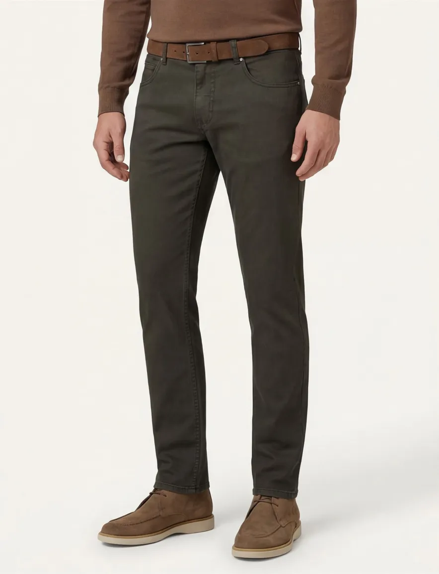Gardeur Pantalon 5-p groen katoen