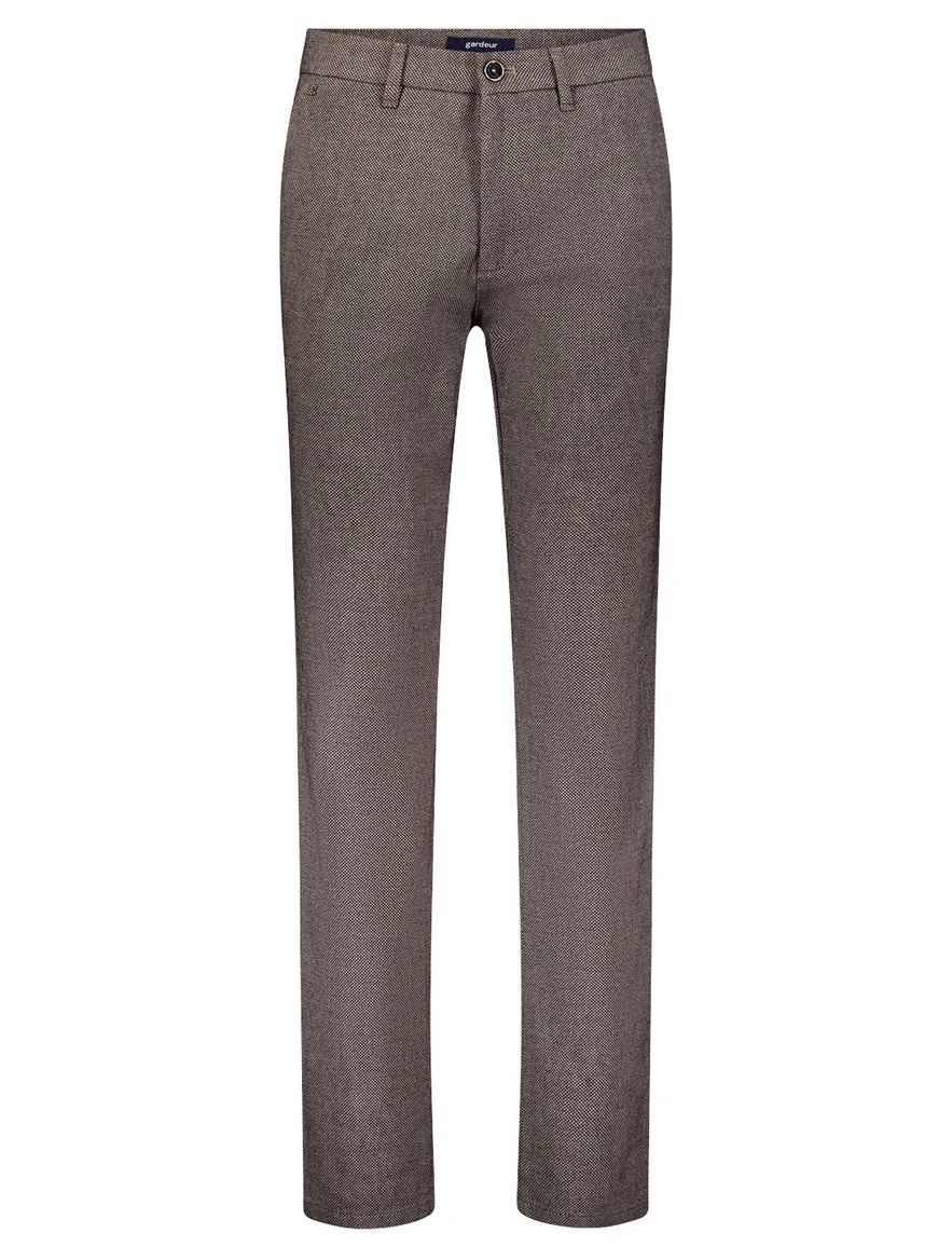 Gardeur pantalon bruin modern fit katoen gemeleerd