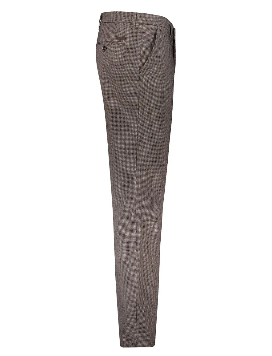 Gardeur pantalon bruin modern fit katoen gemeleerd