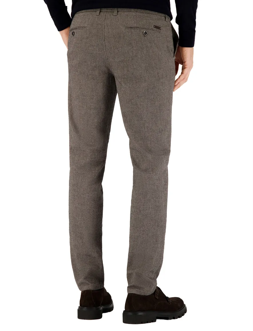 Gardeur pantalon bruin modern fit katoen gemeleerd