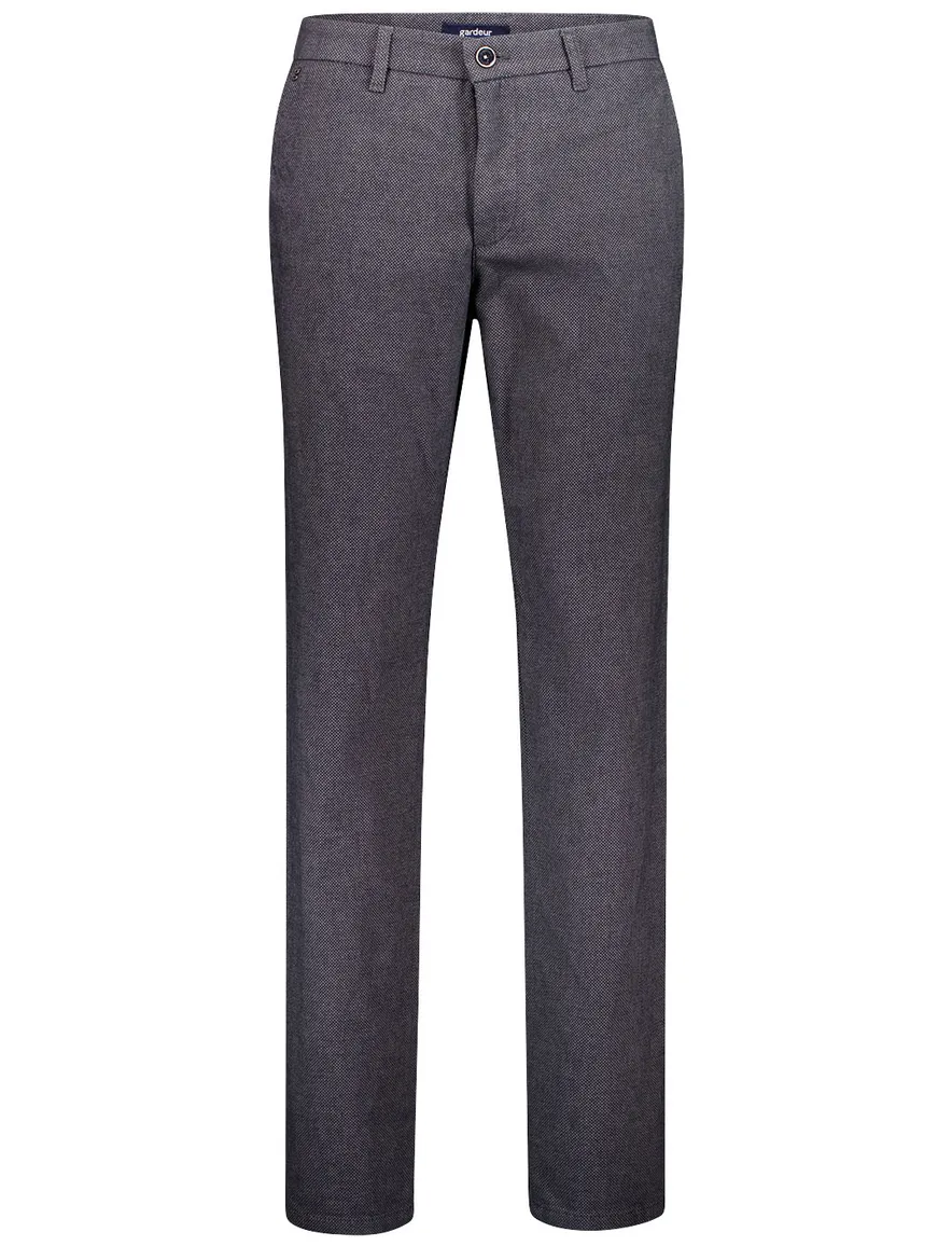 Gardeur katoenen broek grijs effen normale fit
