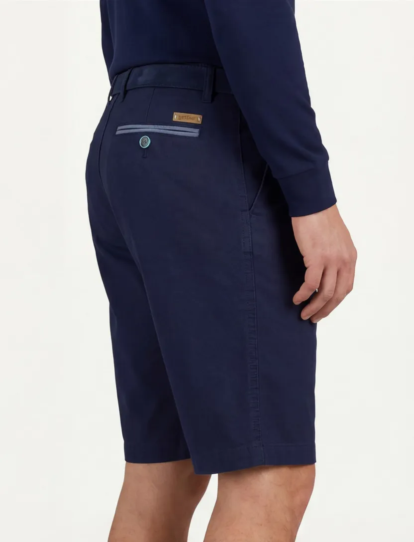 Gardeur Pantalon kort donkerblauw katoen effen
