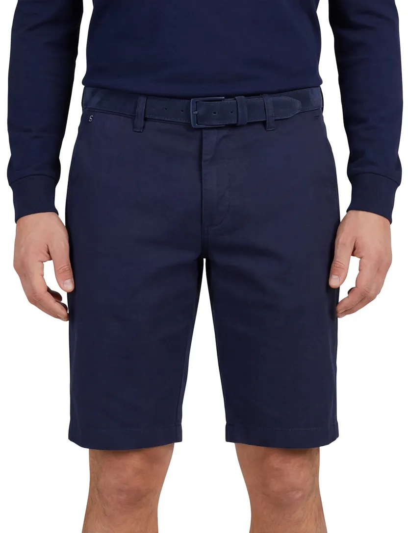Gardeur Pantalon kort donkerblauw katoen effen