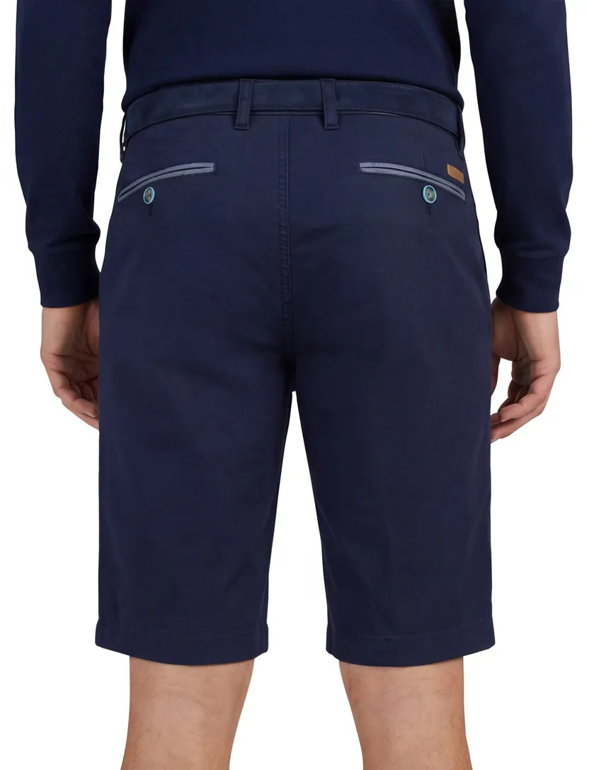 Gardeur Pantalon kort donkerblauw katoen effen