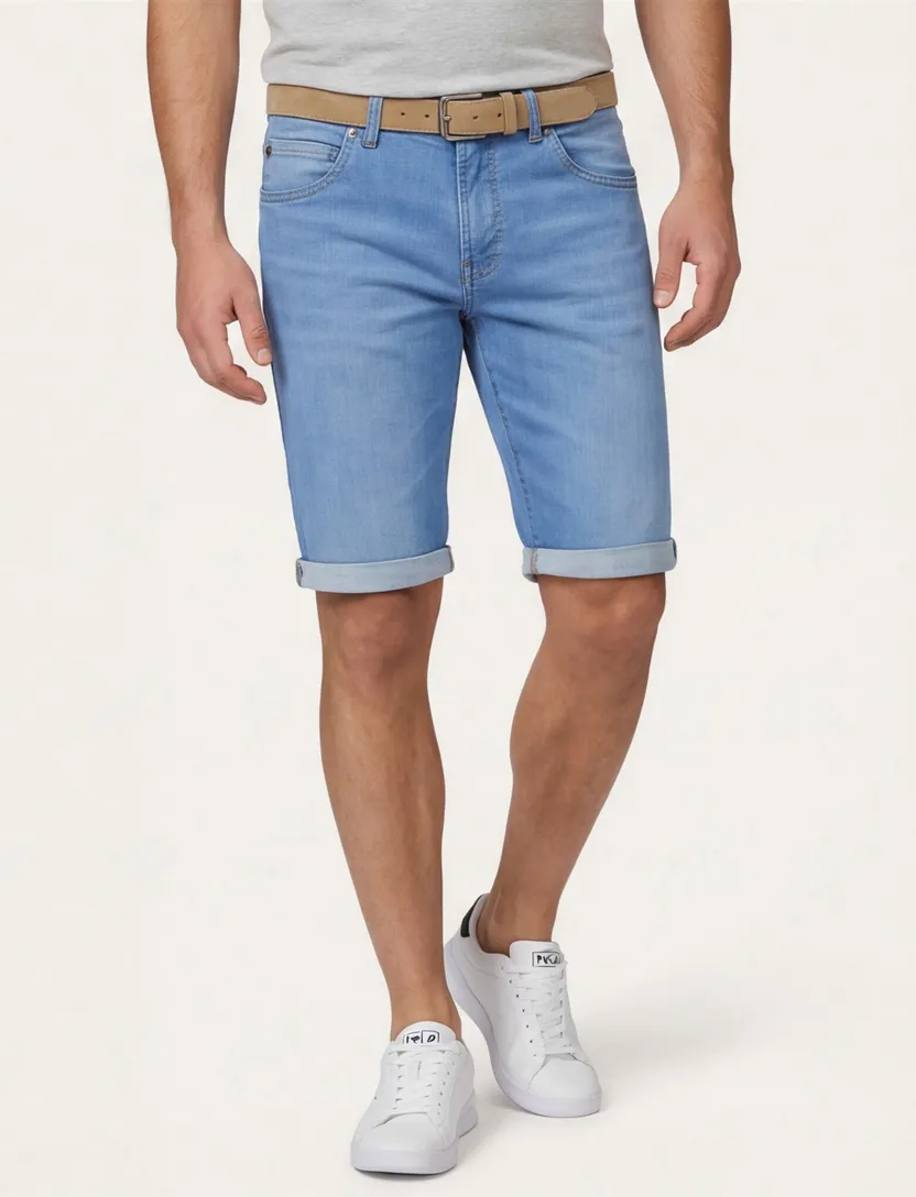 Gardeur Bermuda John jeans lichtblauw kort katoen