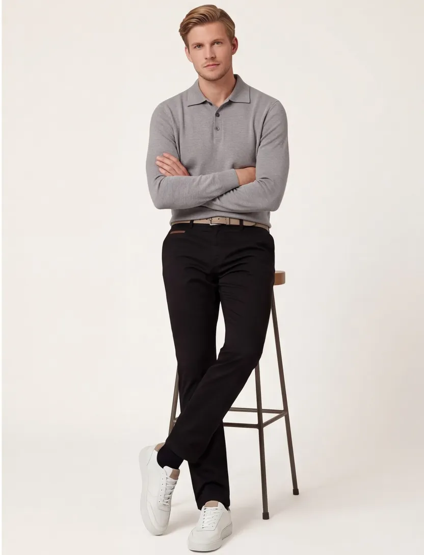 Gardeur pantalon zwart Benny-3 Modern Fit effen