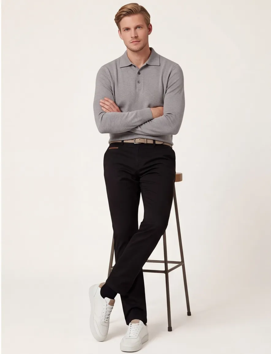 Gardeur pantalon zwart Benny-3 Modern Fit flatfront