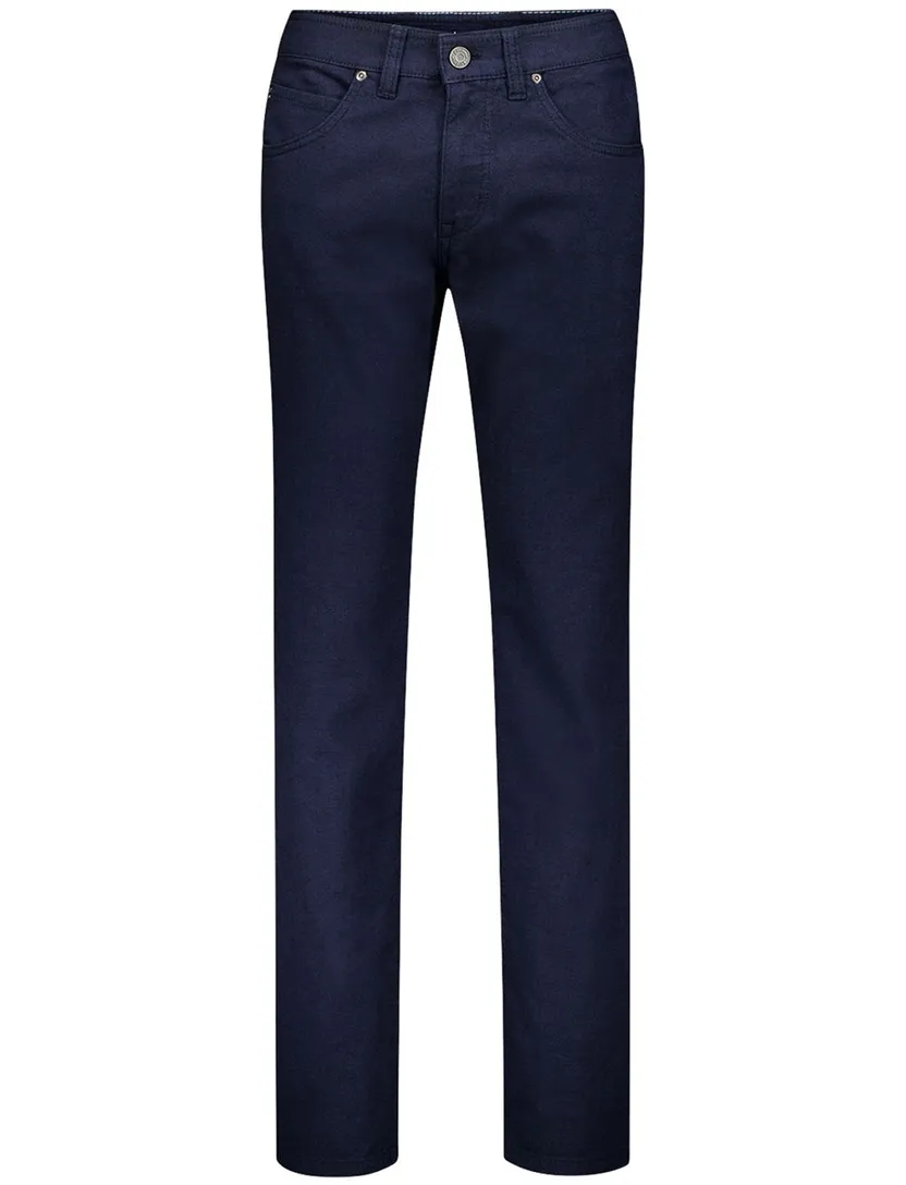 Gardeur katoenen pantalon donkerblauw zonder omslag