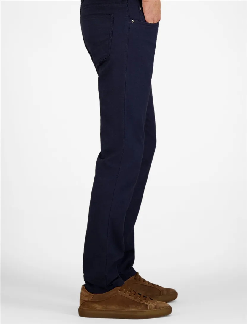 Gardeur katoenen pantalon donkerblauw zonder omslag