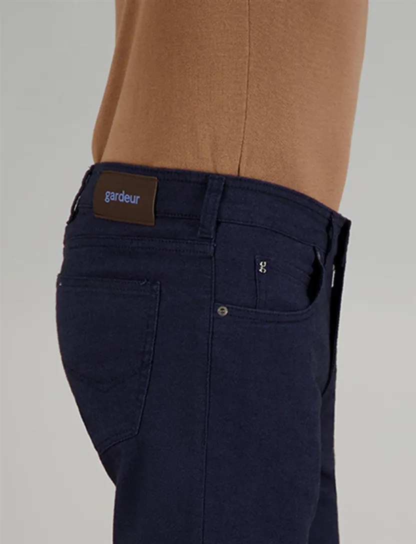 Gardeur katoenen pantalon donkerblauw zonder omslag