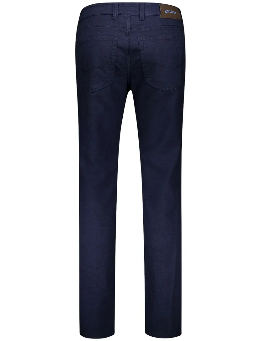Gardeur katoenen pantalon donkerblauw zonder omslag