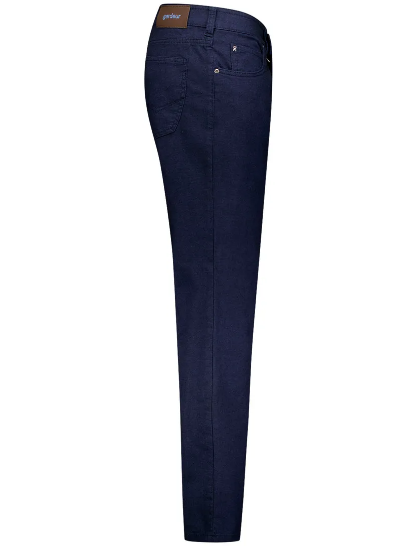 Gardeur katoenen pantalon donkerblauw zonder omslag