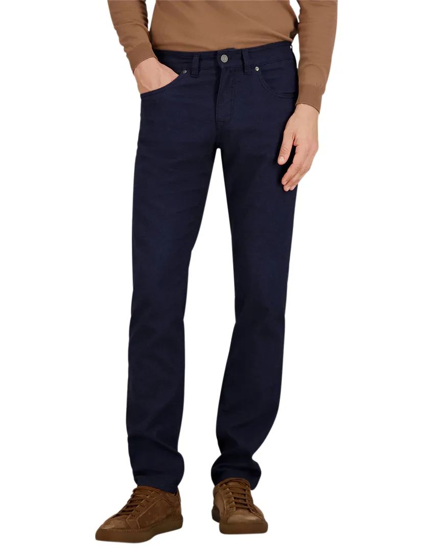Gardeur katoenen pantalon donkerblauw zonder omslag