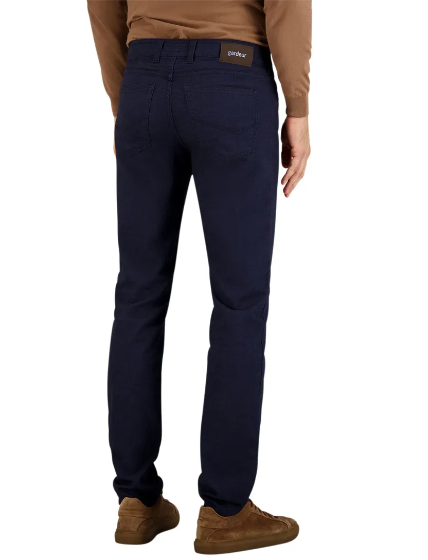 Gardeur katoenen pantalon donkerblauw zonder omslag
