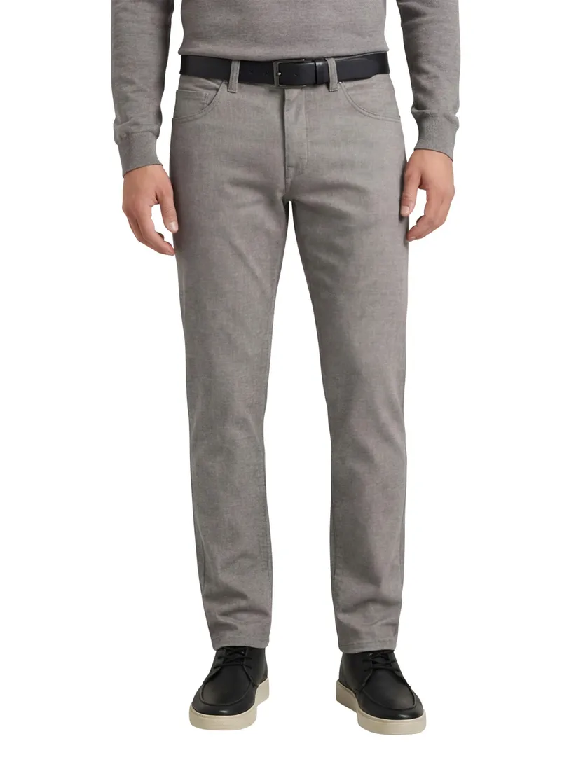 Gardeur katoenen pantalon grijze zonder omslag