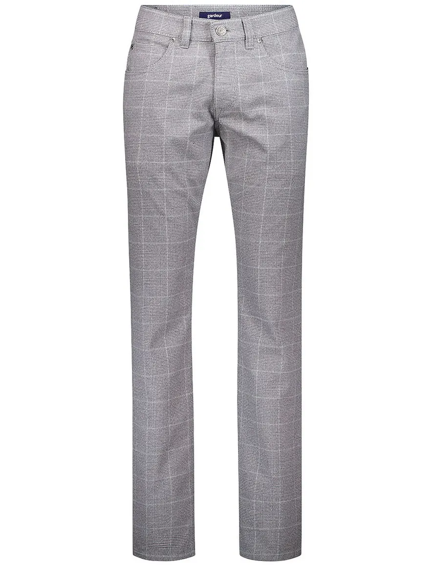 Gardeur grijs pantalon katoen geruit