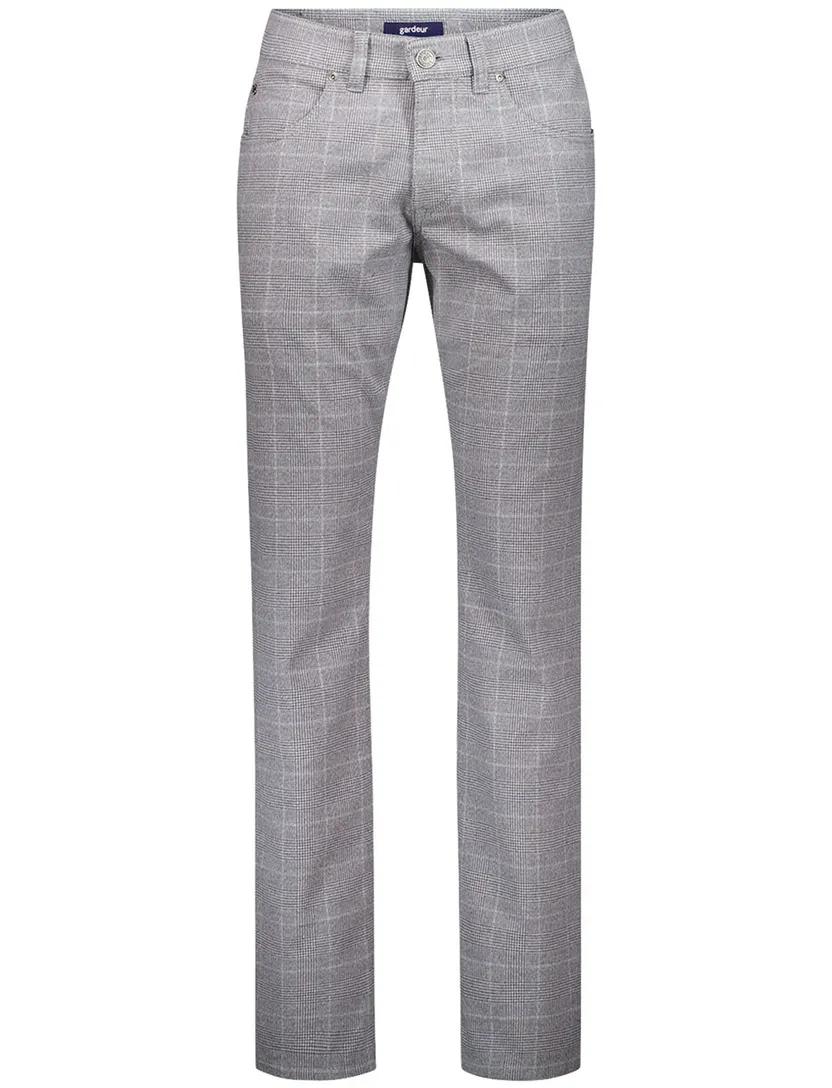 Gardeur katoenen pantalon grijs geruit