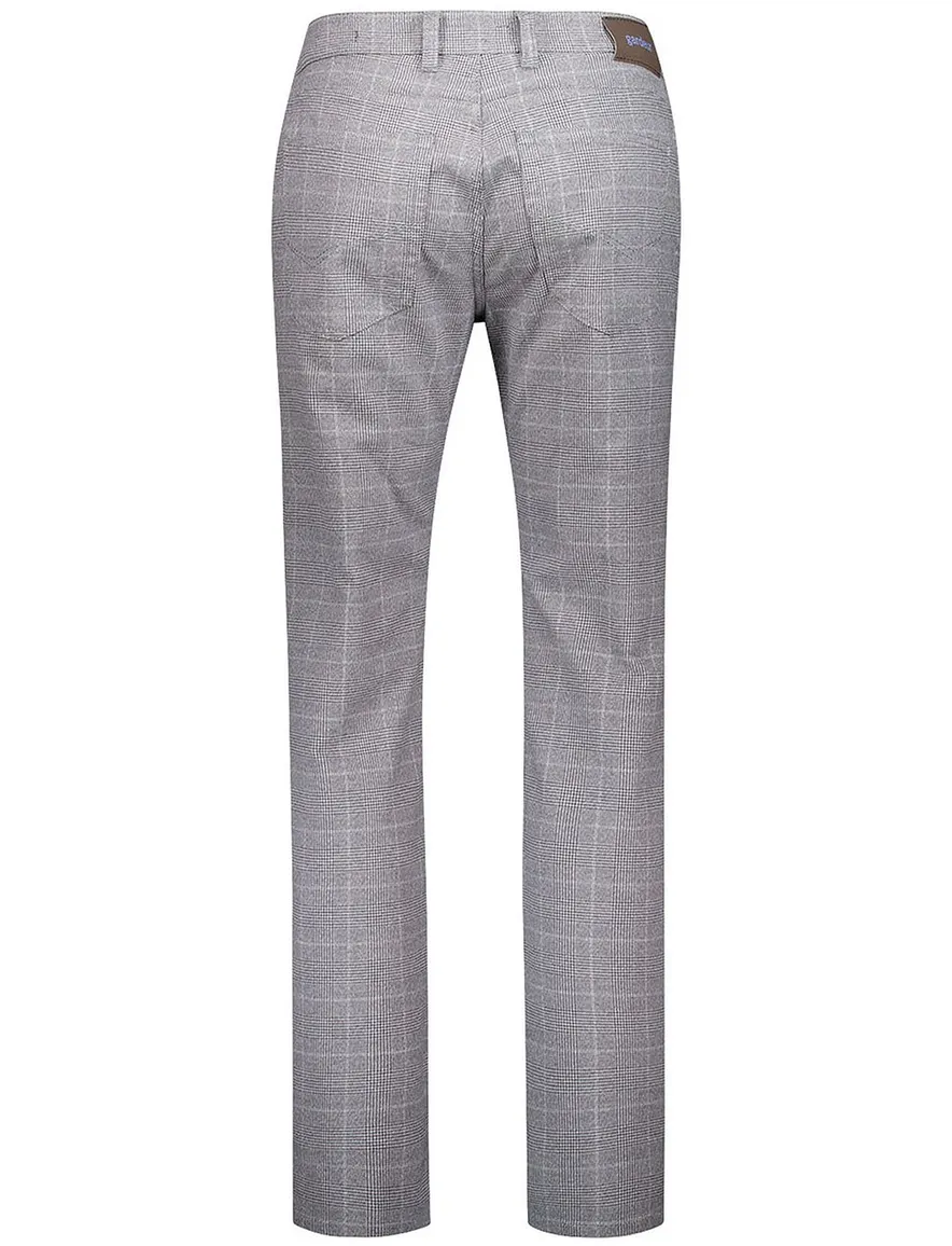 Gardeur grijs pantalon katoen geruit