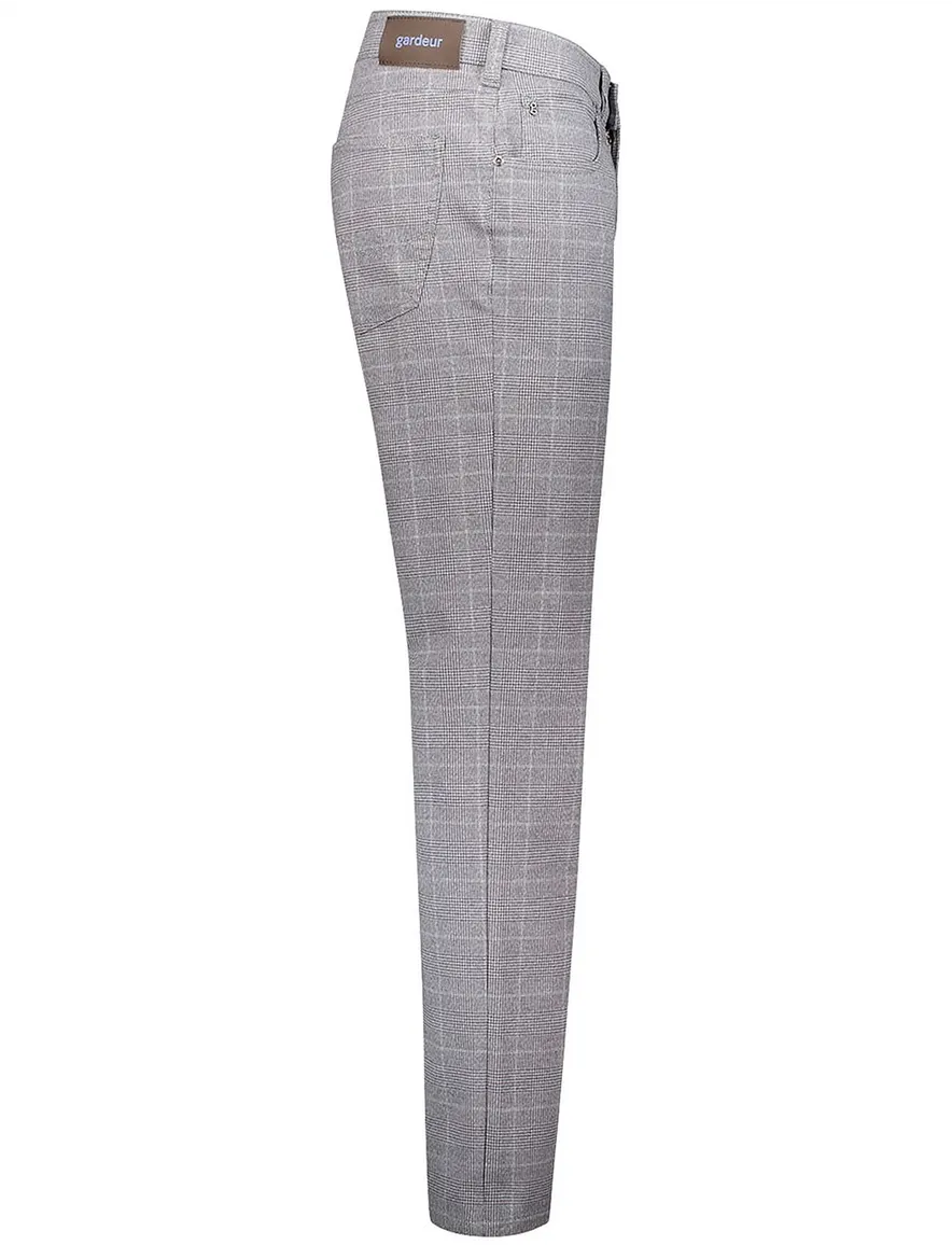 Gardeur grijs pantalon katoen geruit