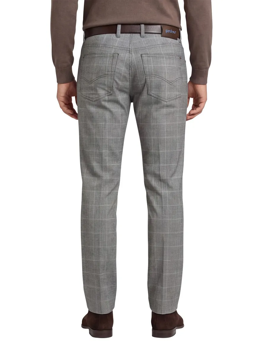 Gardeur grijs pantalon katoen geruit
