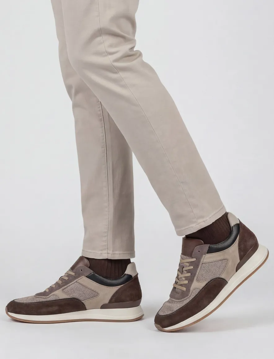 Van Bommel sneaker bruin textiel