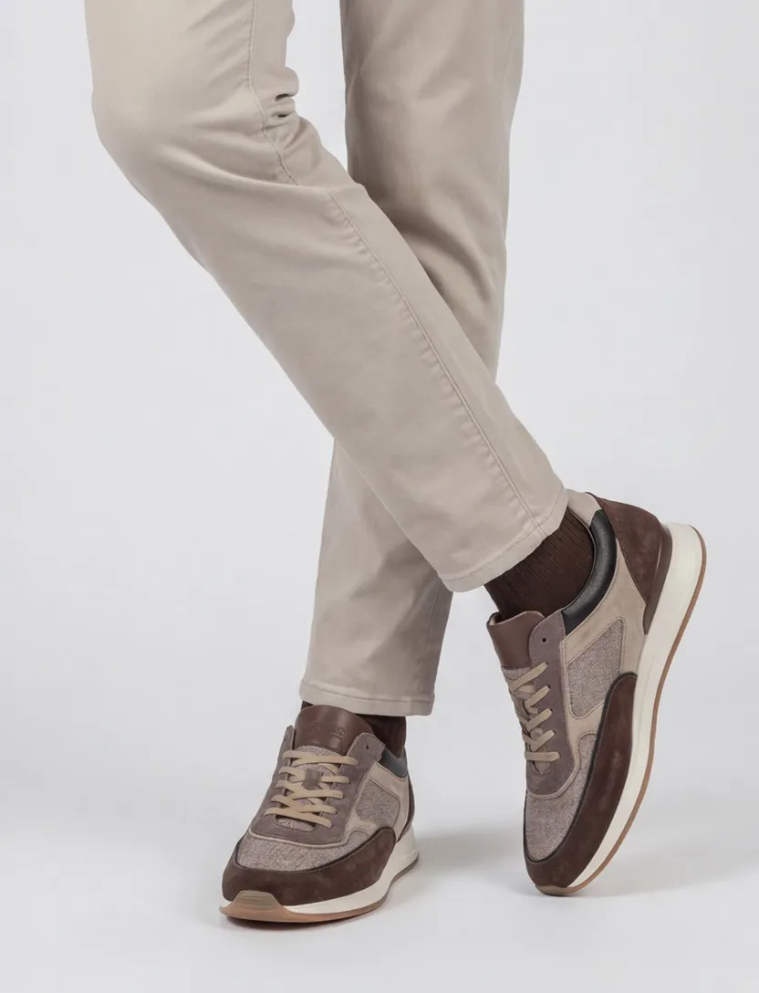 Sneaker effen bruin textiel Floris van Bommel