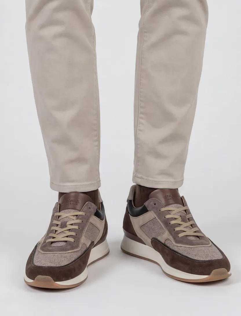 Sneaker effen bruin textiel Floris van Bommel