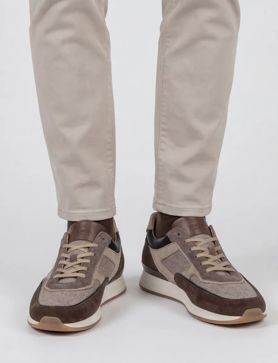 Van Bommel sneaker bruin textiel