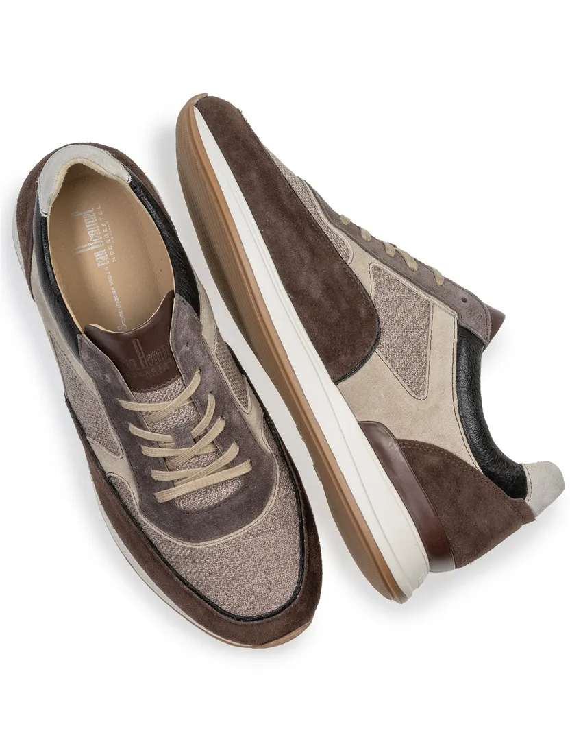Sneaker effen bruin textiel Floris van Bommel