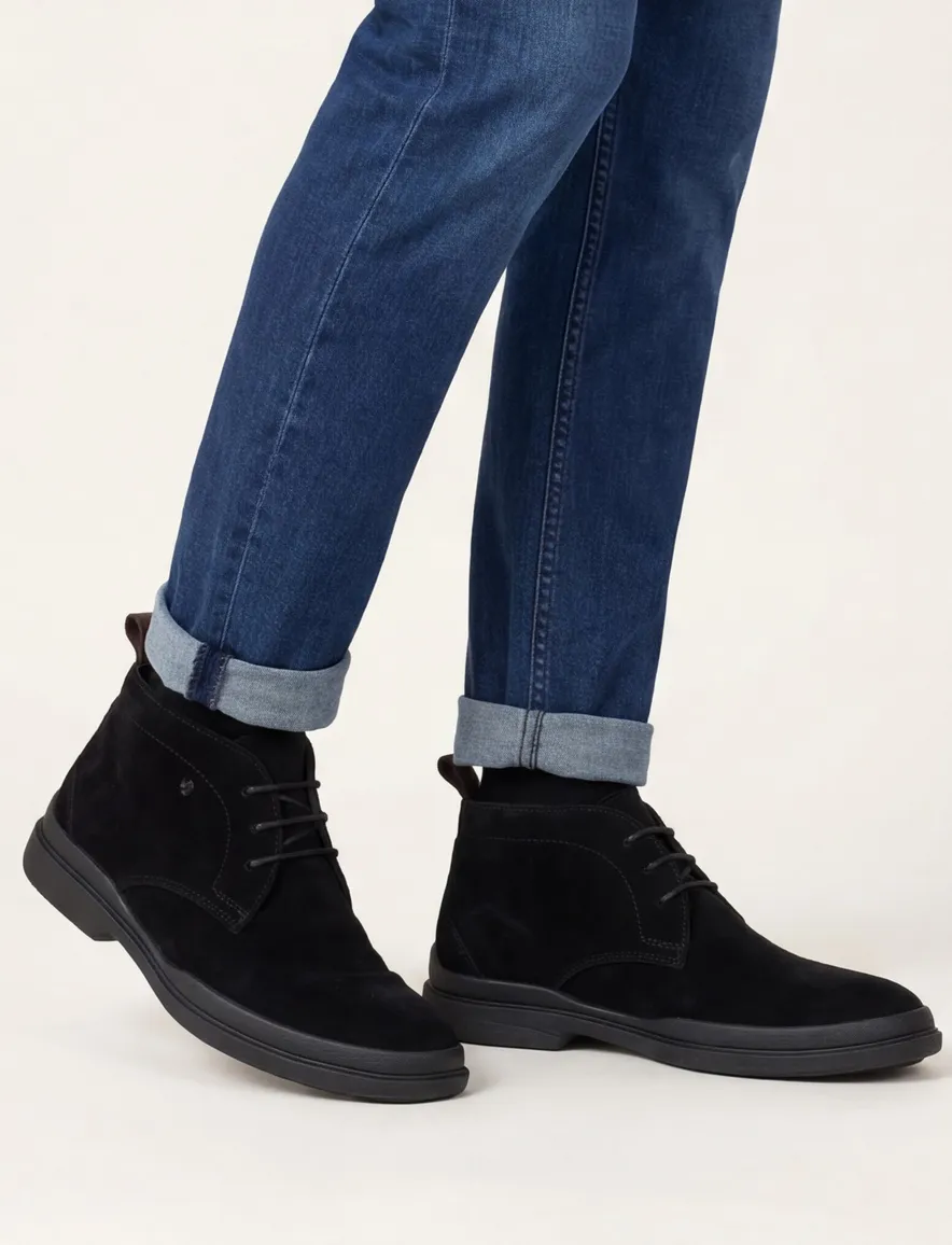Zwarte nette veterschoen Floris van Bommel suede