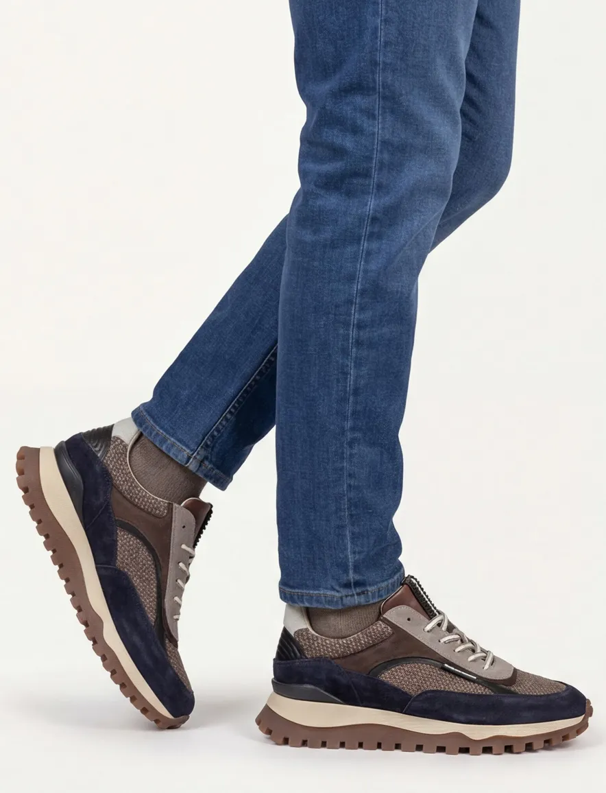 Floris van Bommel sneakers bruin textiel