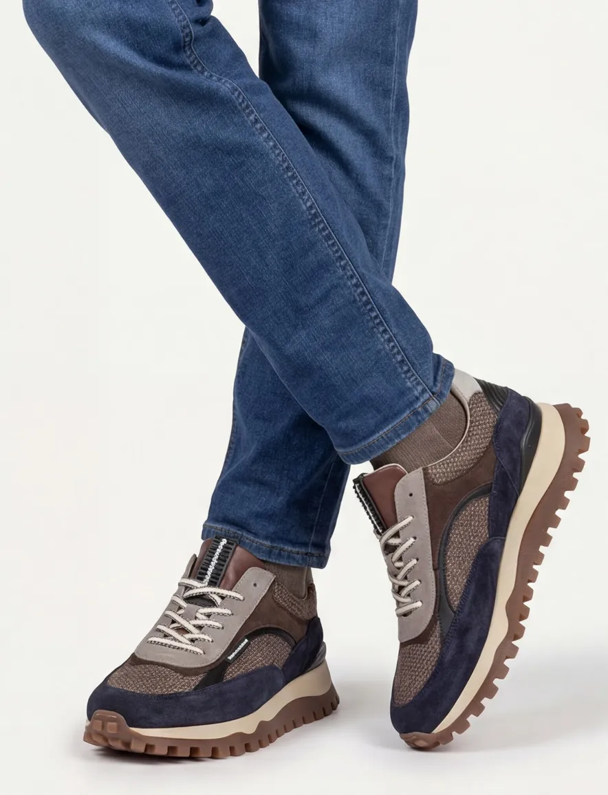 Floris van Bommel sneakers bruin textiel