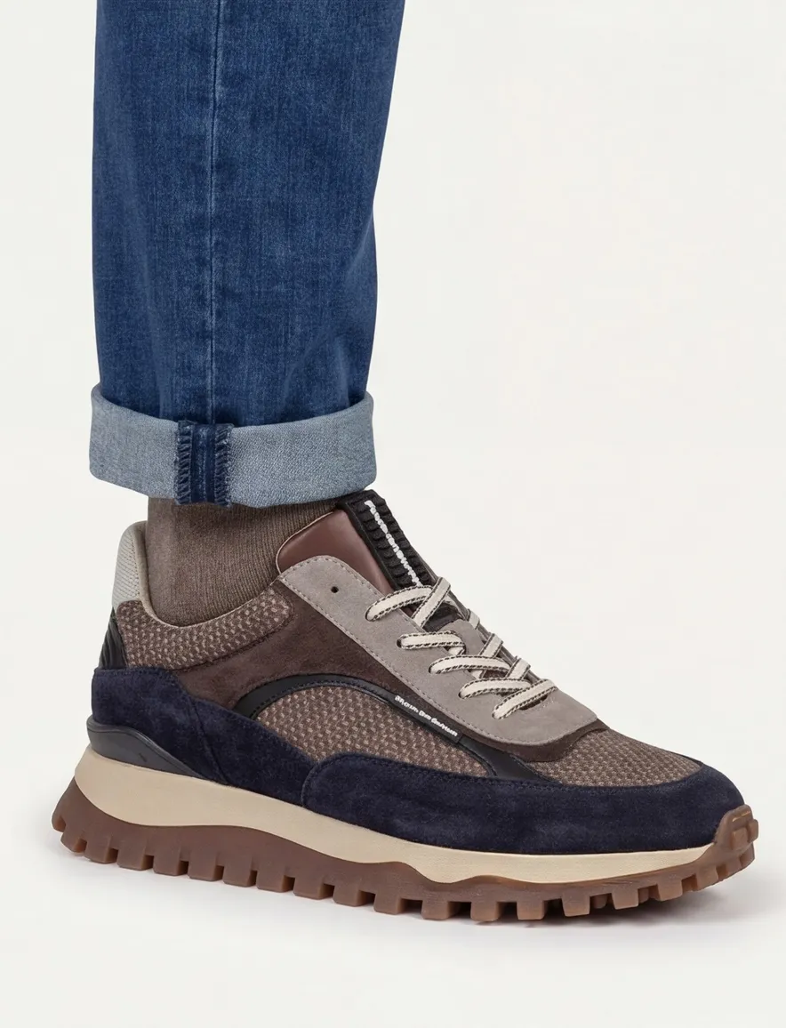 Floris van Bommel sneakers bruin textiel