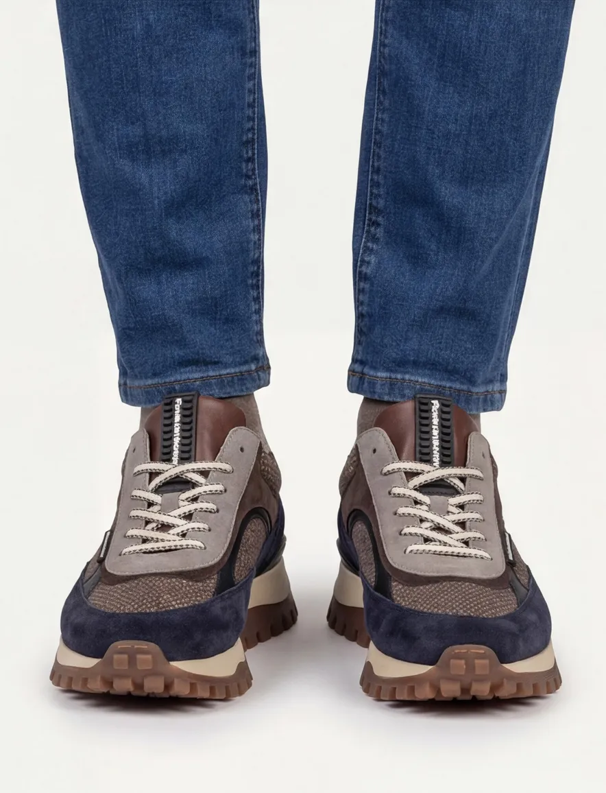 Floris van Bommel sneakers bruin textiel