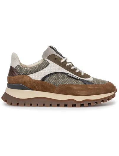 Floris van Bommel Sneaker Floris van Bommel bruin groen textiel