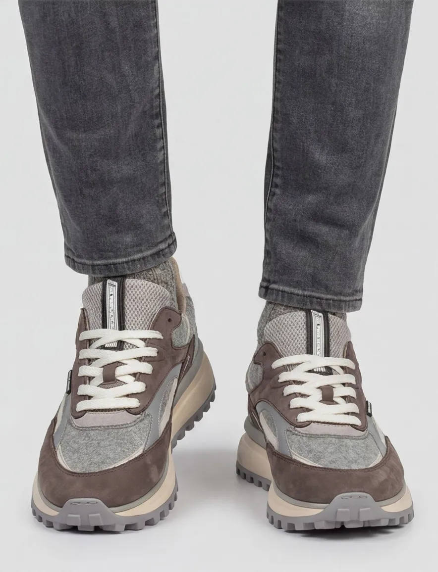 Floris van Bommel sneakers bruin effen