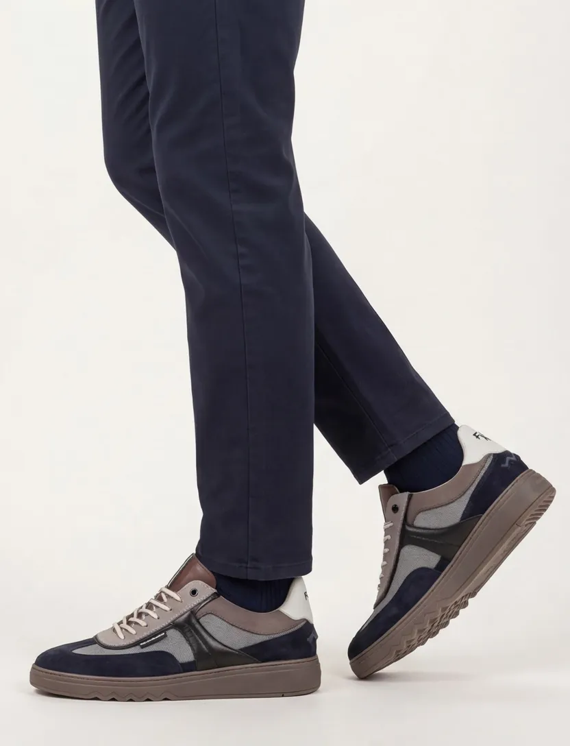 Donkerblauwe geprinte sneaker suede Floris van Bommel