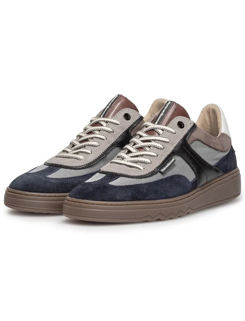 Donkerblauwe geprinte sneaker suede Floris van Bommel