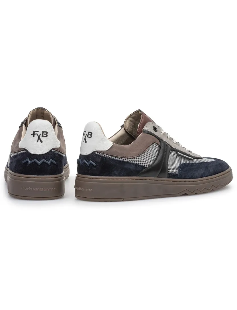 Donkerblauwe geprinte sneaker suede Floris van Bommel