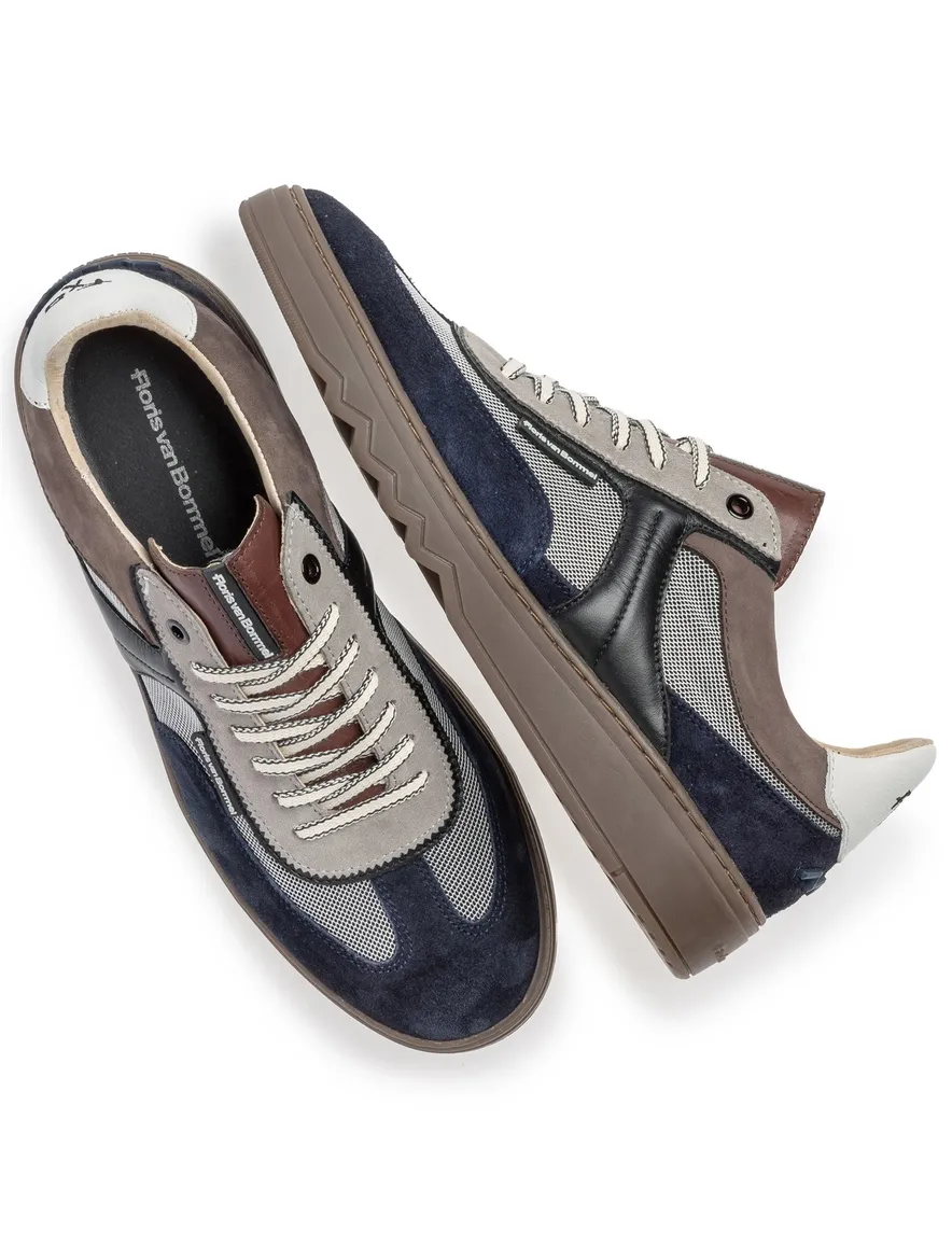 Sneaker Floris van Bommel geprint donkerblauw suede