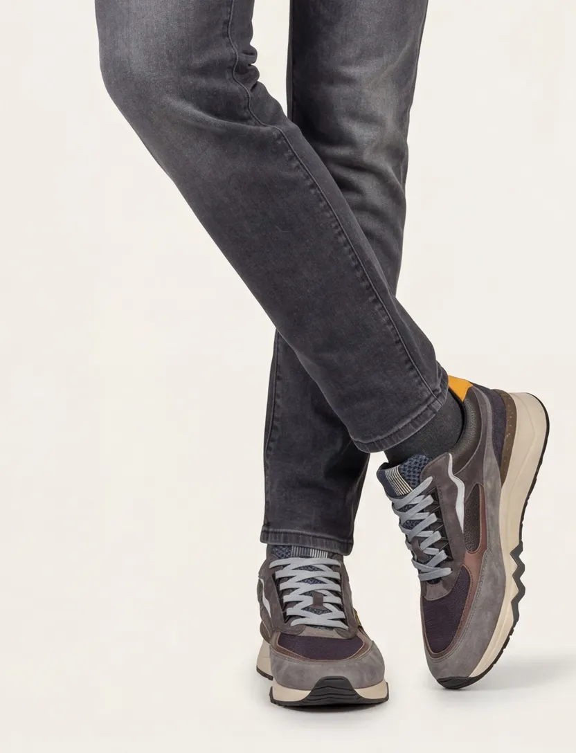 Floris van Bommel sneaker suede grijs effen