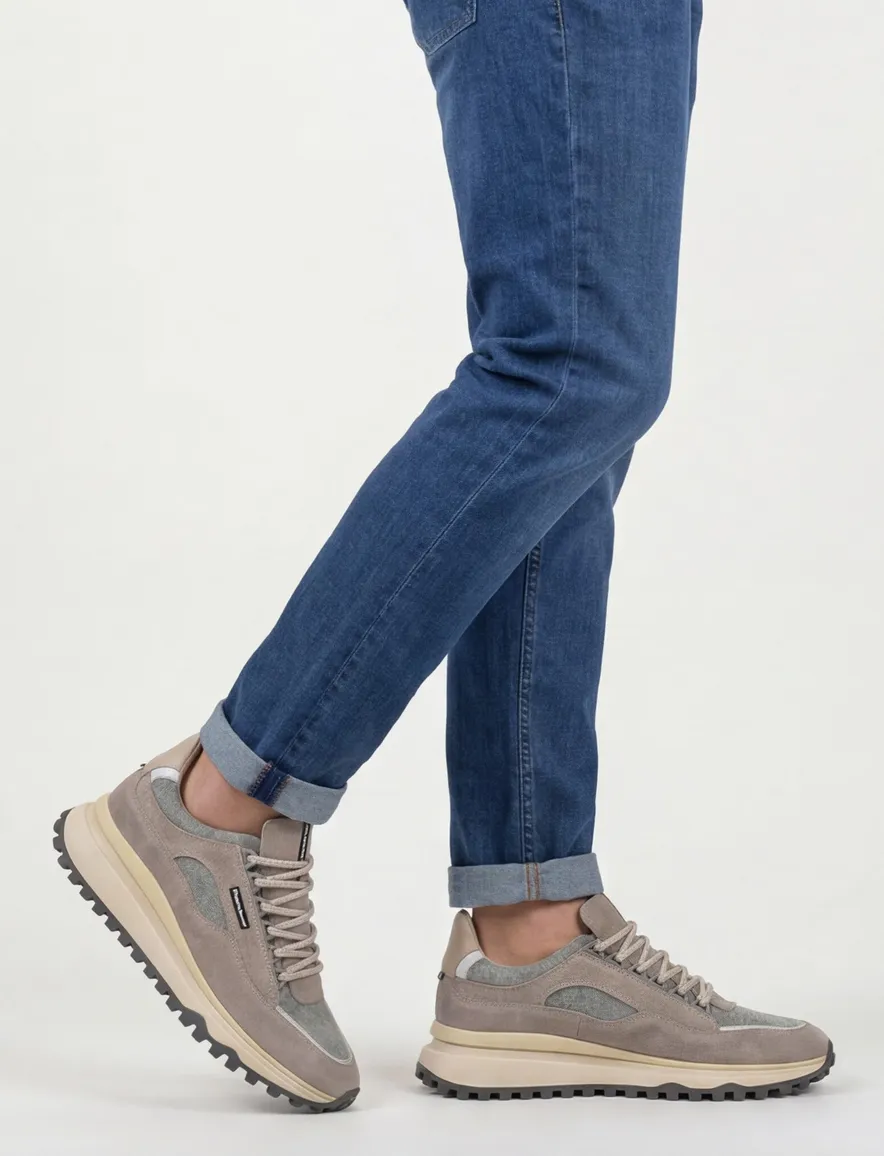 Floris van Bommel sneaker bruin grijs suede