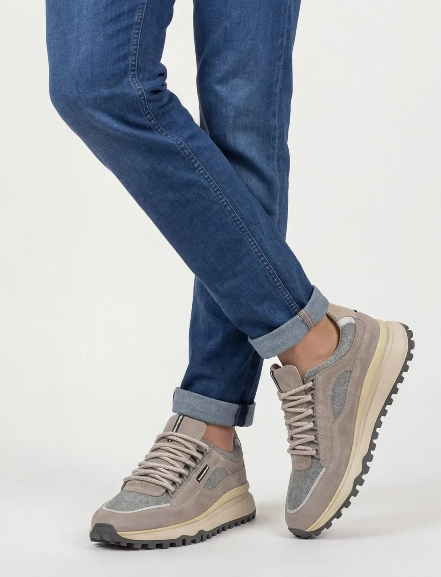 Floris van Bommel sneaker bruin grijs suede