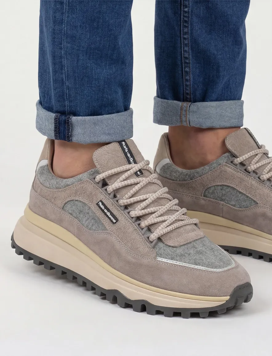 Van Bommel Sneaker De Gripper grijs lichte zool