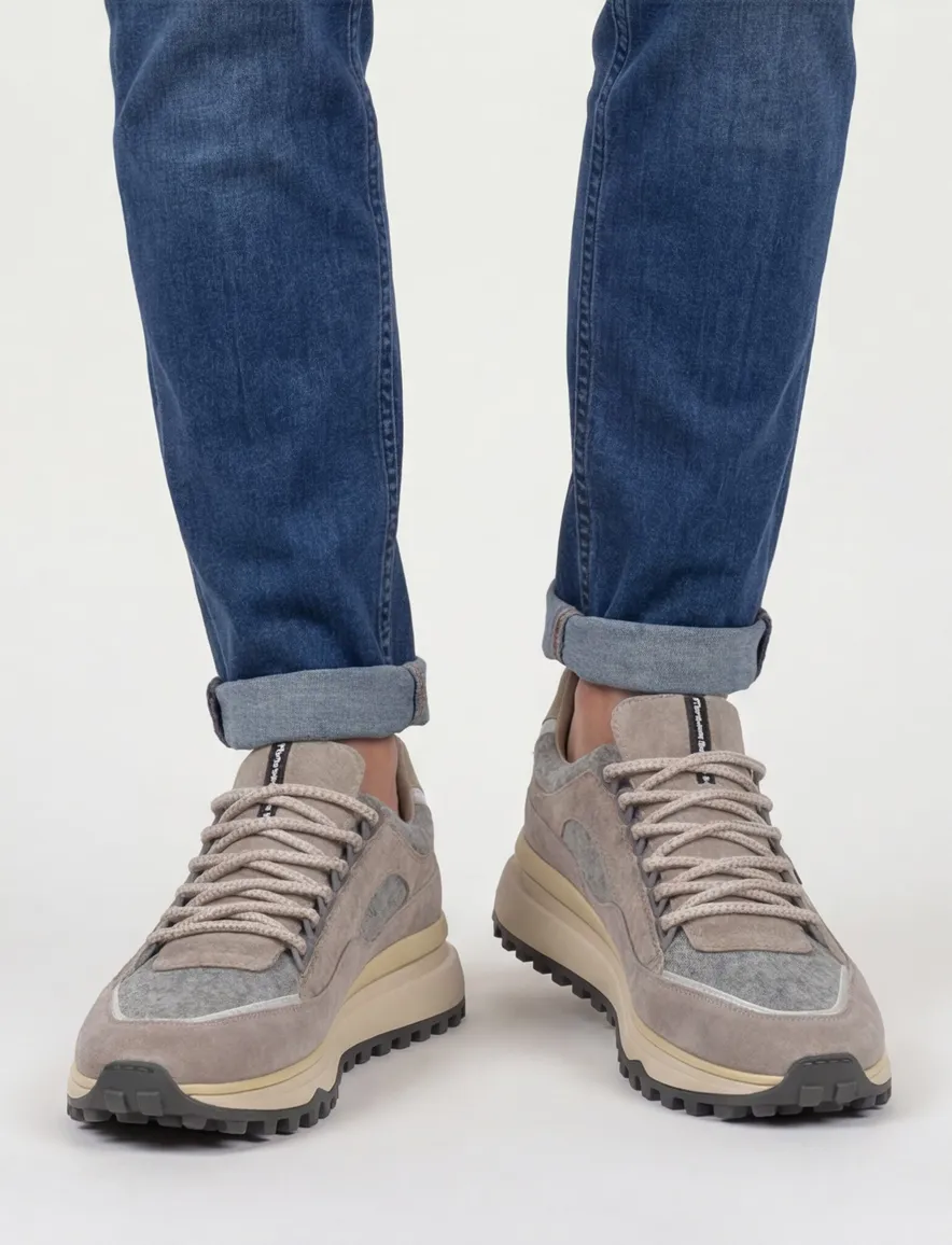Floris van Bommel sneaker bruin grijs suede