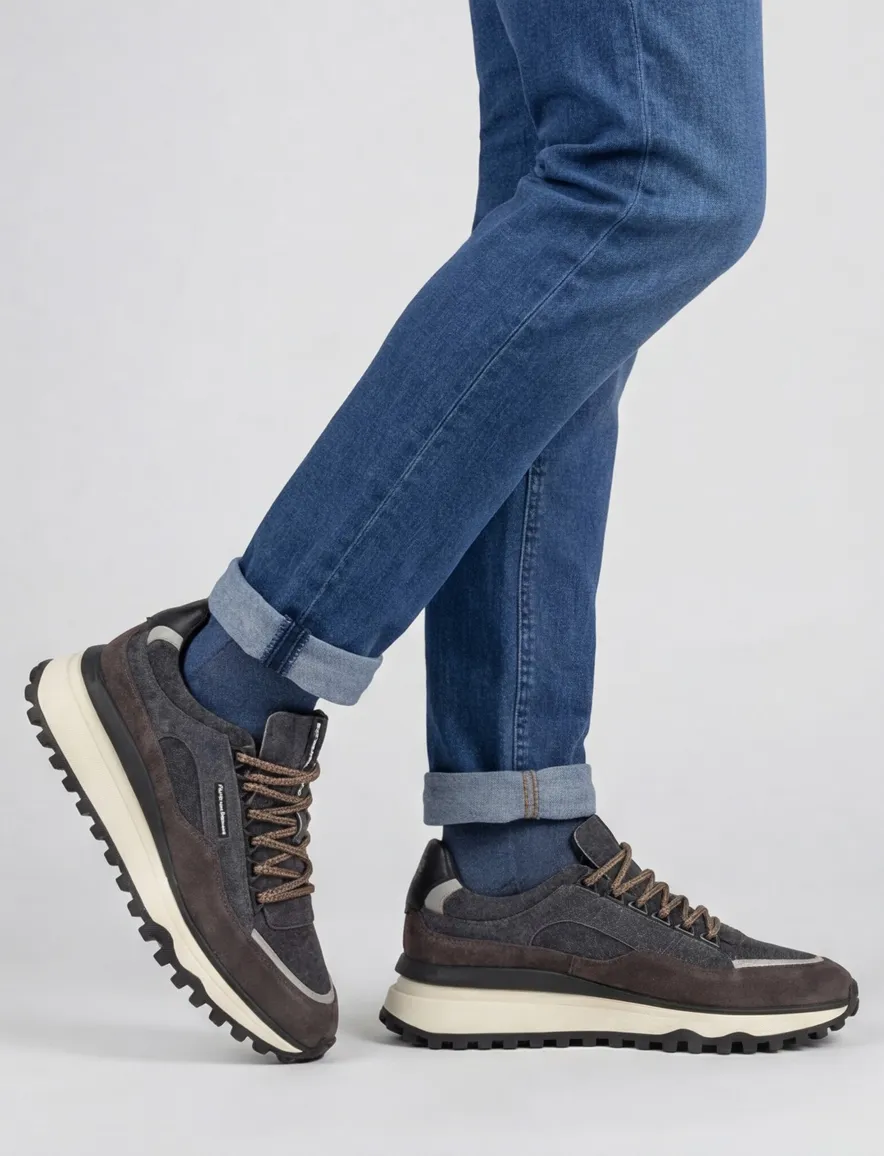 Sneakrs Floris van Bommel grijs bruin veters