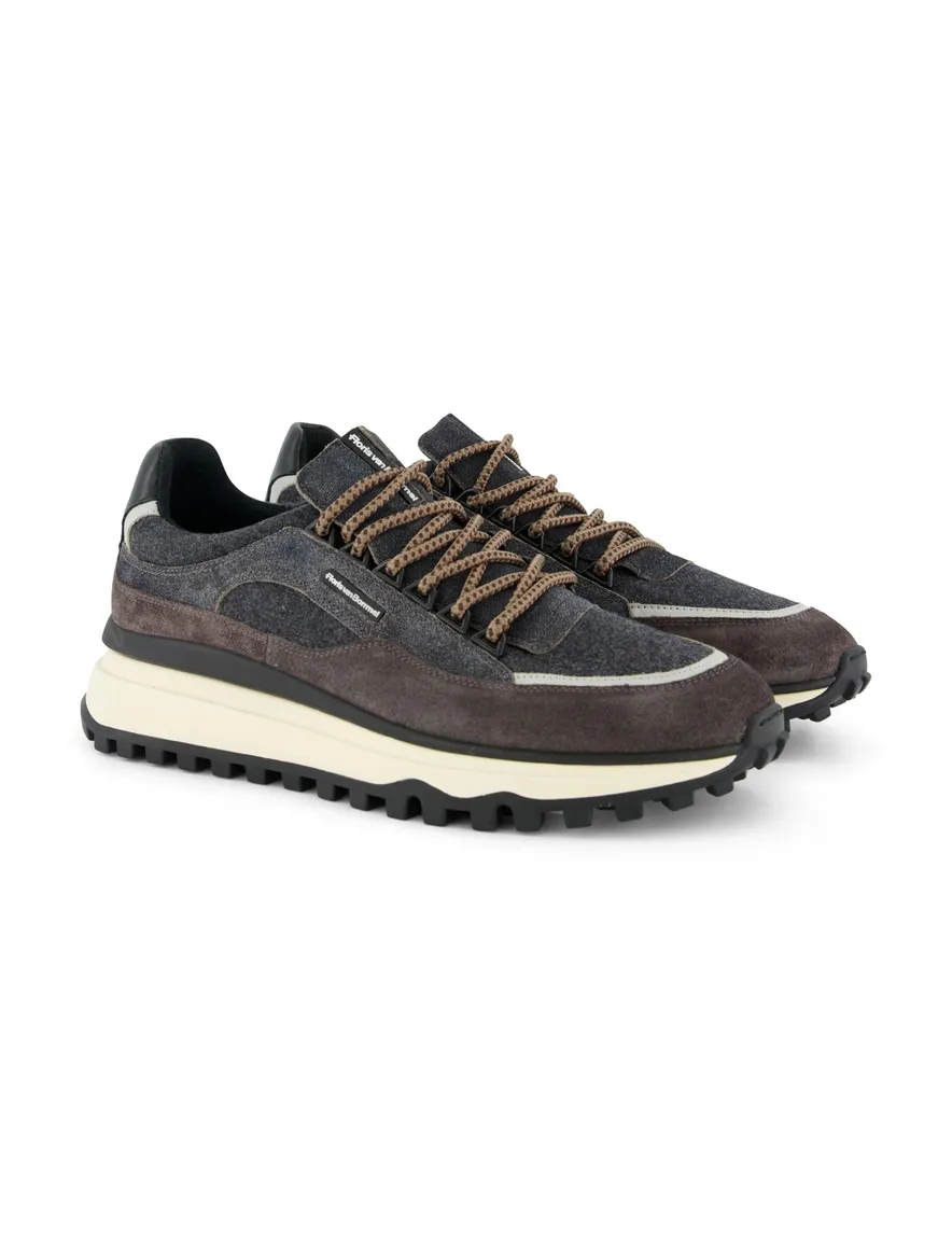 Floris van Bommel sneakers grijs bruin veters